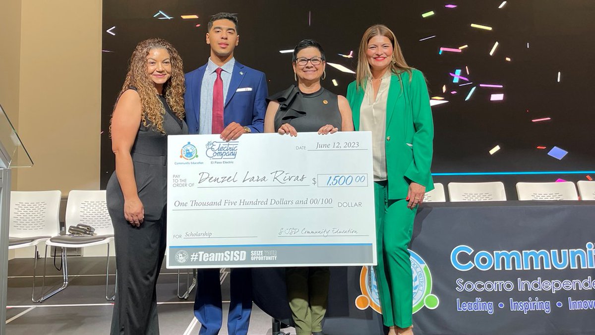 Community Education (@sisd_commed) on Twitter photo Congratulations to Denzel Lara Rivas, recipient of the Community Education–<a href="/ElPasoElectric/">El Paso Electric</a> Scholarship. He aspires to further his education by pursuing an associate degree in business and marketing, boosting his creativity & entrepreneurship. <a href="/SISD_CommEd/">Community Education</a> wishes you the best. Congratulations to Denzel Lara Rivas, recipient of the Community Education–<a href="/ElPasoElectric/">El Paso Electric</a> Scholarship. He aspires to further his education by pursuing an associate degree in business and marketing, boosting his creativity & entrepreneurship. <a href="/SISD_CommEd/">Community Education</a> wishes you the best.