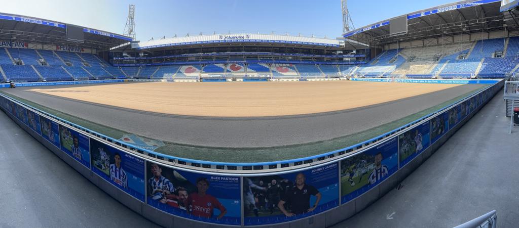 GrassMaster1989's tweet photo. Following last week’s post, more images from Abe Lenstra Stadion. In one week, the team removed the original @GrassMaster1989 #PlayMaster surface & rebuilt the subbase & top layer to prepare for a new #GrassMaster stitched hybrid pitch ahead of @scHeerenveen's 2023-2024 season.⚽️ https://t.co/35sVyaCcPd