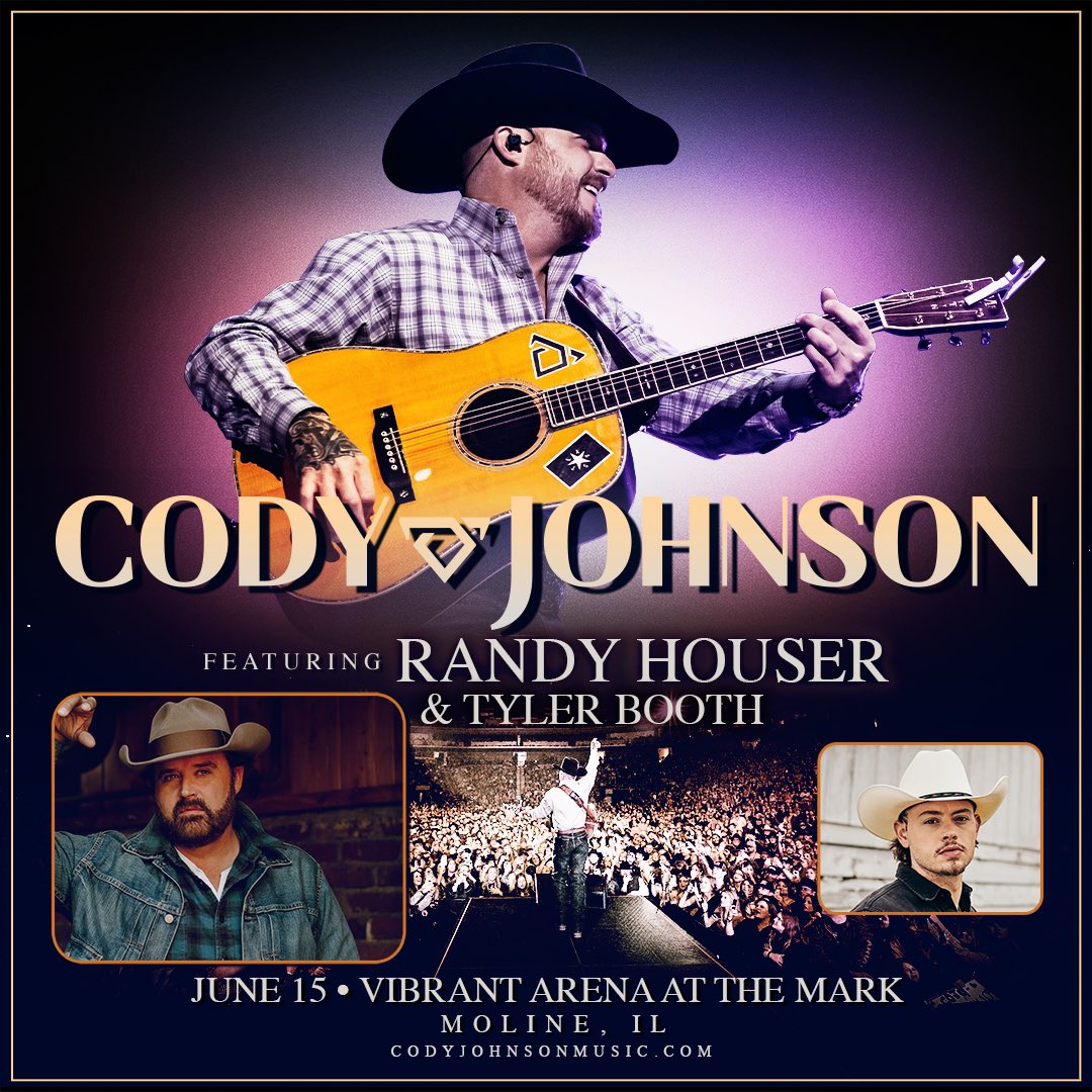 codyjohnson's tweet image. Moline, IL! We can’t wait to see you at @VibrantArena tomorrow with my buds @RandyHouser and @TylerBoothMusic! Tickets are still available, so get yours now! cojo.lnk.to/tour
