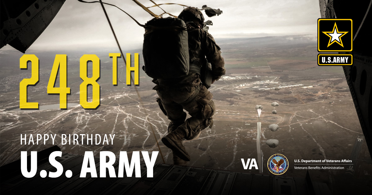 VAVetBenefits's tweet photo. On this day in 1775, the Continental Congress established the Continental Army, known to us today as the U.S. Army. Happy Birthday, @USArmy! Tell us your favorite Army Birthday memory while serving! https://t.co/BrKbv1Sbg4