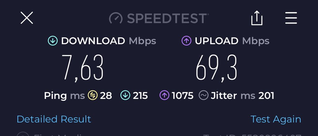 galuhbr's tweet photo. @FirstMediaCares bayar doang mahal, speed cuma segini.. mending yg BUMN dah https://t.co/HVMPWA8DVX