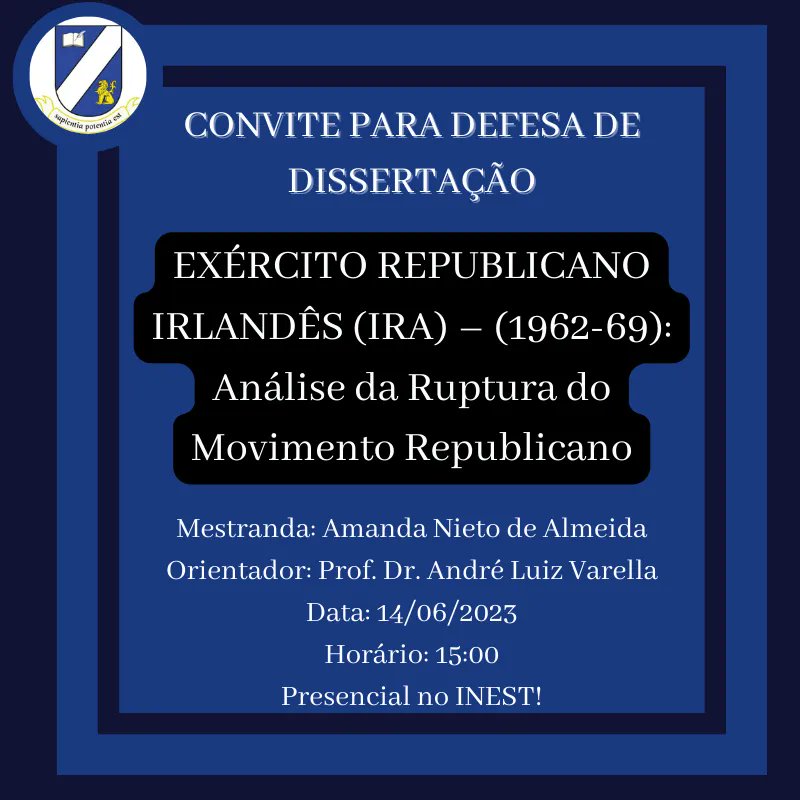StudiesUff's tweet photo. 📧CONVITE PARA DEFESA DE DISSERTAÇÃO 📧

#PPGEST #UFF2023 #convite #defesadedissertacao #dissertacao #estudosdedefesa #seguranca #estudosestrategicos #mestrado #curte #comenta #compartilha https://t.co/vqUkD4dMAJ