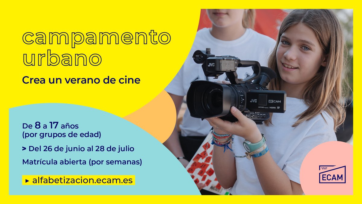 ¿Tus hijos te piden que les pongas una película una y otra vez? ¡Entonces el Campamento Urbano de Cine de la <a href="/ECAM_/">ECAM</a> te interesa! Desde el 26/06 hasta el 28/07 te ofrecen su campamento de verano para jóvenes entre 8 y 17 años #campamentosdeverano #MiraMamiRecomienda