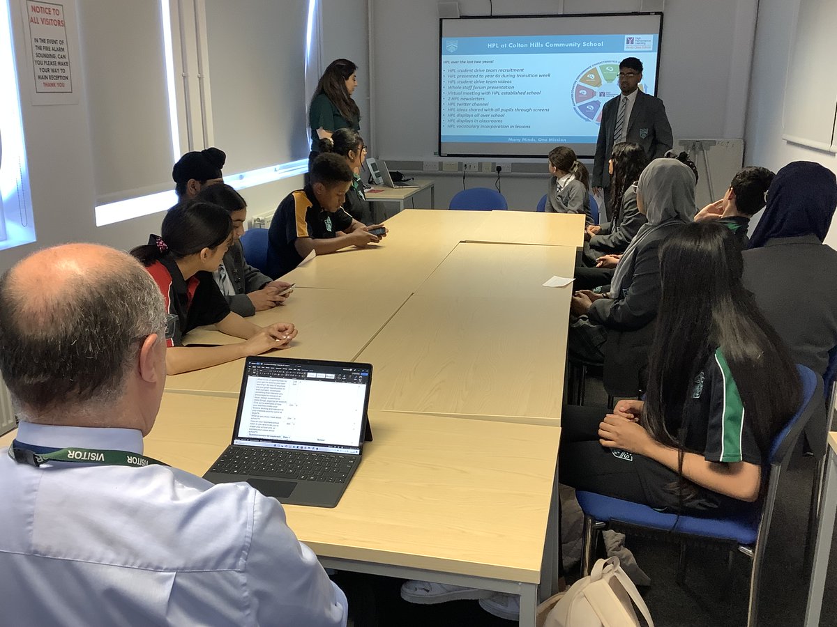 ColtonHillsCS's tweet photo. Our HPL student drive team were excellent in their session yesterday with Mr James, an experienced HPL Headteacher.  They shared their experiences of how @HPLedu helps them in their studies and also every day school life.  Well done to the team! 
@HPLedu @ColtonHills_HPL https://t.co/EupmPvM9Lj