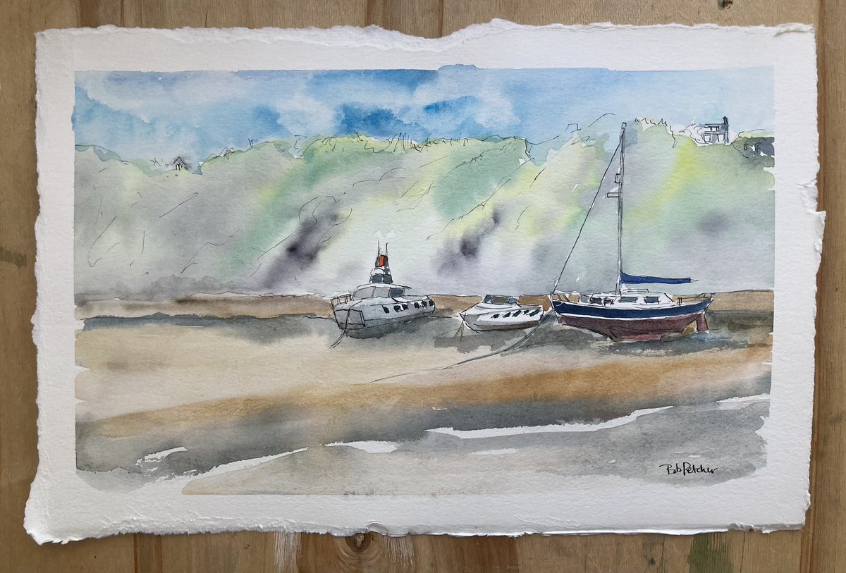 On the beach at New Quay, Wales. #Wales #Beach #Watercolour #cardiganbay #Art #newquaywales