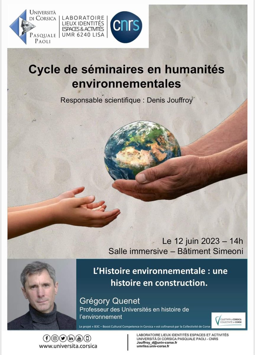 L'<a href="/umrlisa/">UMR LISA</a>, avec Pro-Doc, organisait son 2nd séminaire d'humanités environnementales. Ns avons reçu le Pr Grégory Quenet et deux de ses doctorants durant deux jours avec conférence plénière sur l’historoire environnementale et échanges entre doctorants sur leurs travaux de thèse.