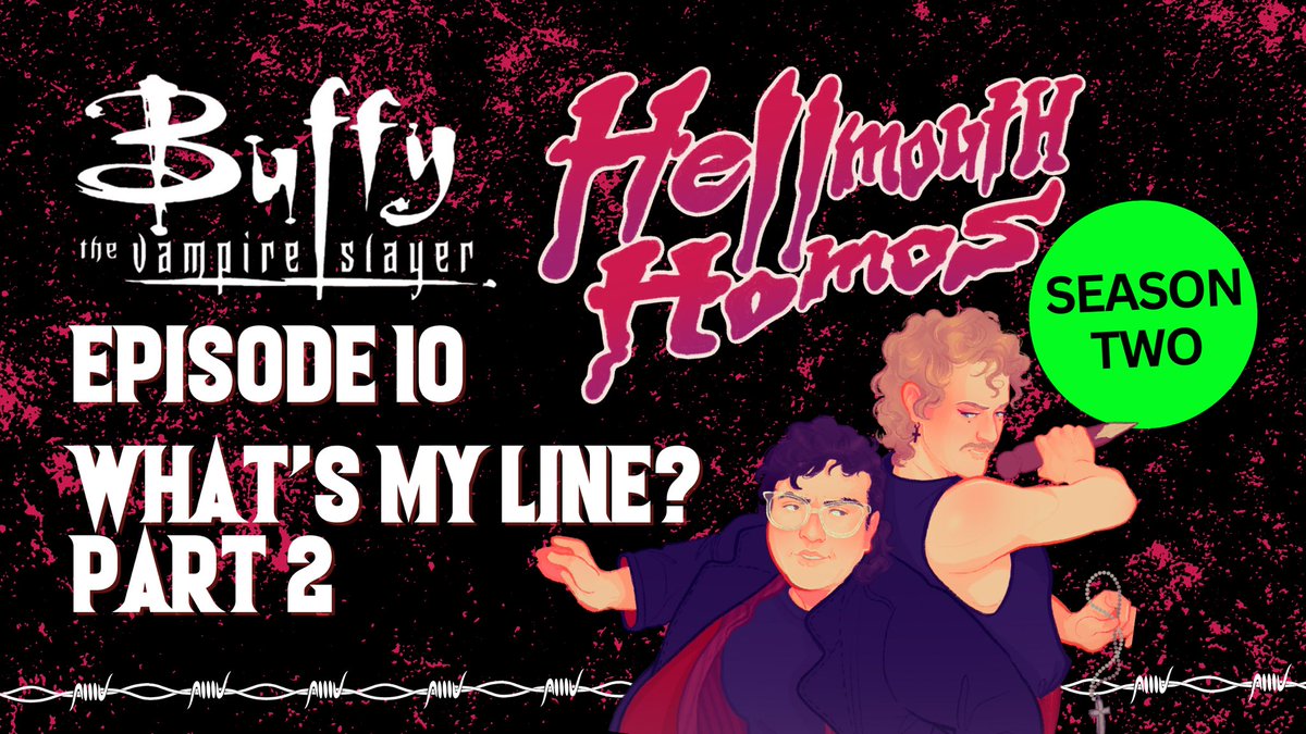 🩸 NEW EPISODE 🩸

your sley/slems are back &amp; chatting all about Buffy the Vampire Slayer season 2, episode 10: What’s My Line? Part 2 ❤️‍🔥 

have a listen wherever you get your podcasts &amp; on YouTube 🔗: youtu.be/4eyqwUi6G8k

until next time, SLAY FRIGHTS 🌈