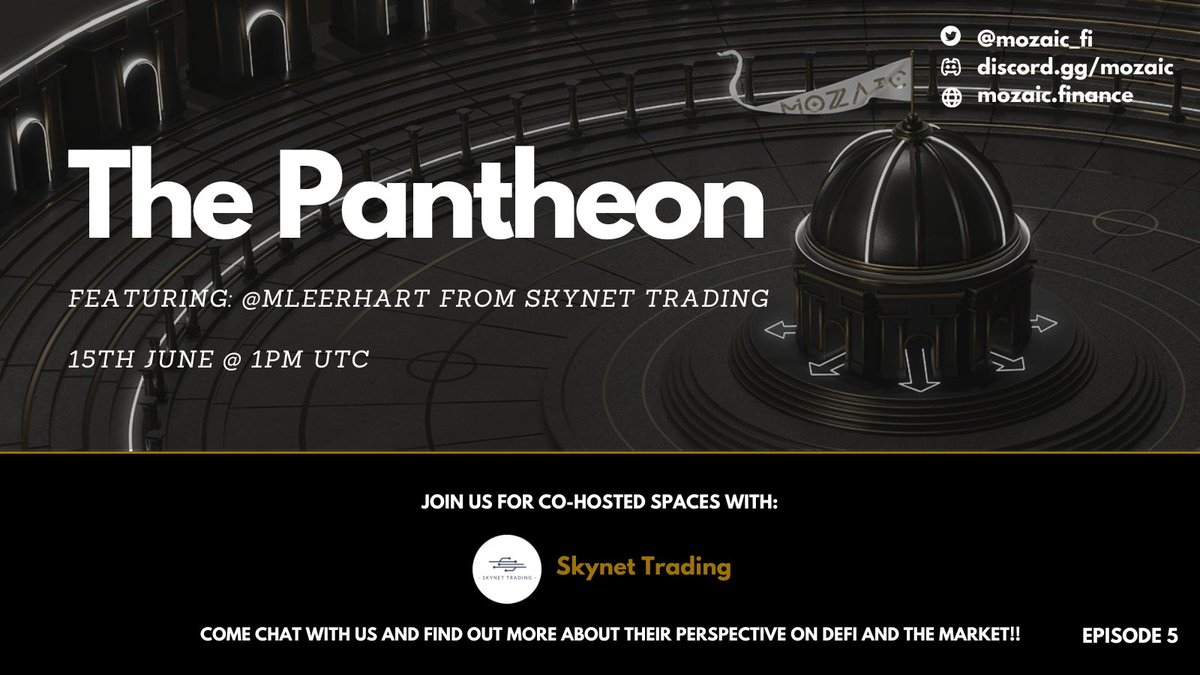 HaikuTrade's tweet photo. Join us for Episode 5 of The Pantheon with @SkynetTrading_ tomorrow, June 15th at 1pm UTC 🤝 https://t.co/nY4BIlY8qS