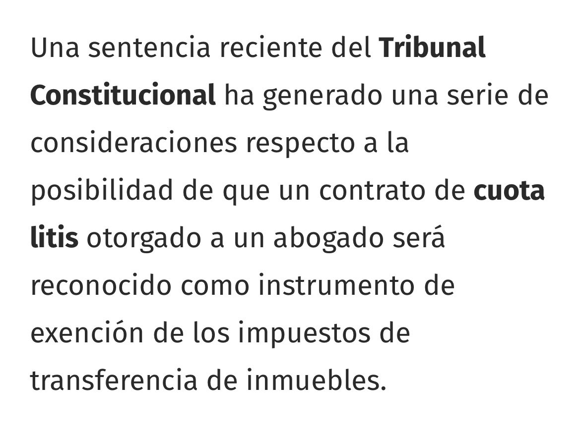 yoaldohp's tweet photo. El CUOTA LITIS exime es de los impuestos de registro de sentencias administrados por la Conservaduría de Hipotecas sobre los montos condenatorios, no del impuesto de transferencia de operaciones inmobiliarias, como si la exención fuera de todo impuesto municipal o nacional. https://t.co/UVoRxcR20i