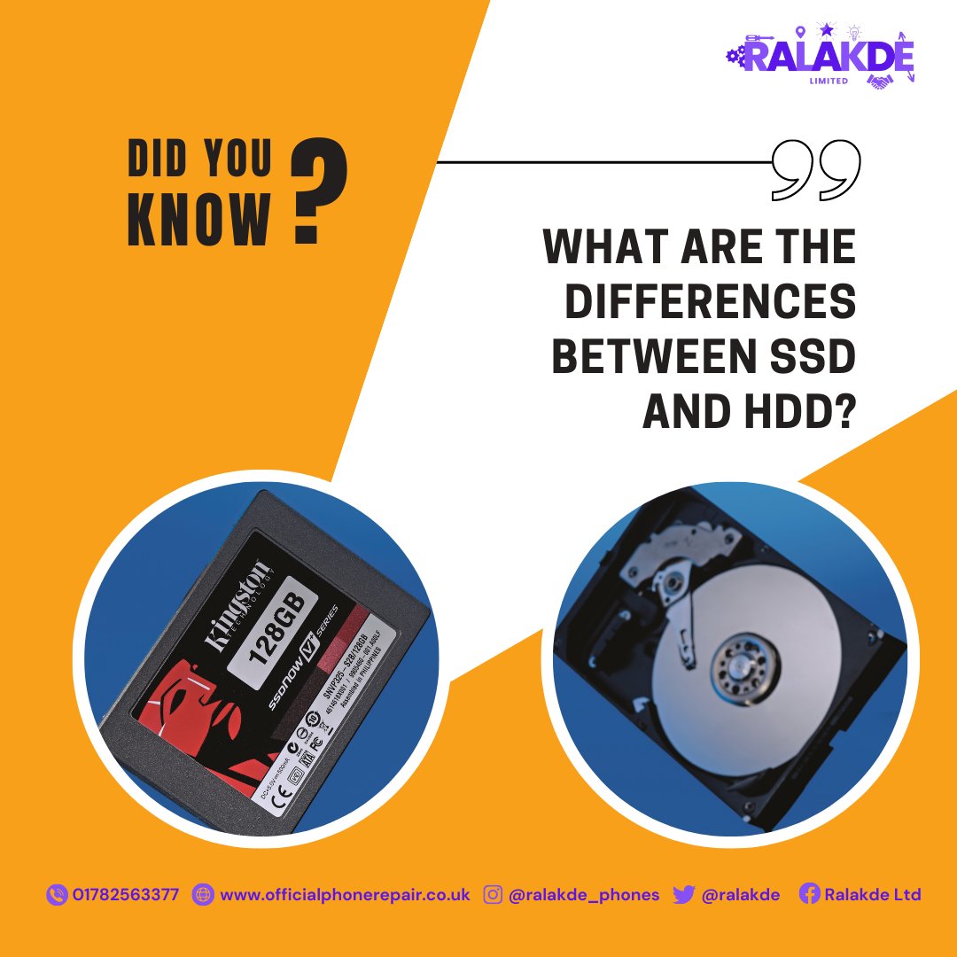 SSD or HDD? Which do you prefer? Check out our website for the answer! officialphonerepair.co.uk/the-difference…  #phonehealth #phone #phonelcdrepair #phonerepair #phoneaccessories #computer #computerengineering #computersoftware #laptoprepair