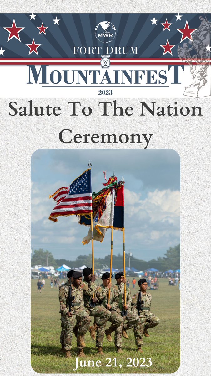 The Salute to the Nation flag formation will be showcased on June 21 at Division Hill. 
 #MountainTough #mountainfest