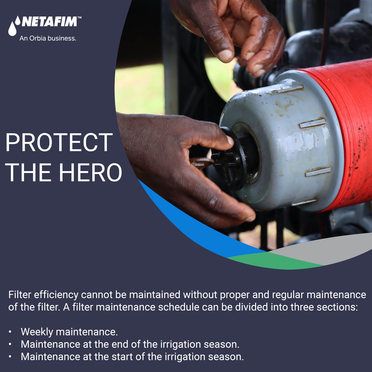 Every hero needs a hero! An irrigation filter is the hero in every precision irrigation story. But, the hero must also be protected – with optimal operation and maintenance. 
Read about filter maintenance: bit.ly/3ijo1DY

#growmorewithless #netafimknowledge #filterfocus