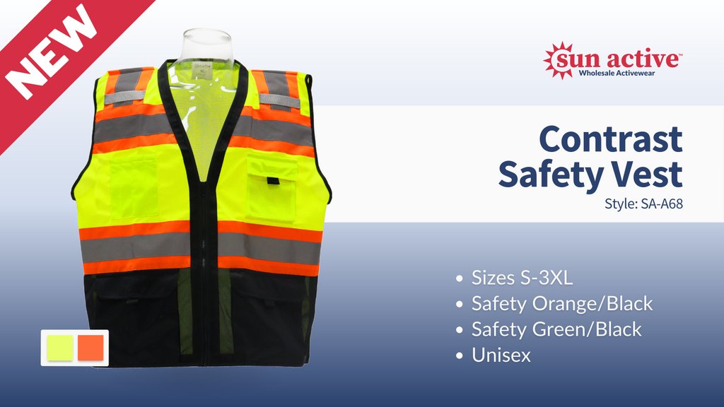 🚧 Get noticed on the job site with our Contrast Safety Vest! 🌟With 2” wide reflective stripes to ensure you're seen and safe. 👀 

#SunActiveBrand #WholesaleApparel #ConstructionIndustry #SafetyFirst #SafetyOrange #WorkWear #HighVisibility #SafetyVest #DTLAFashion