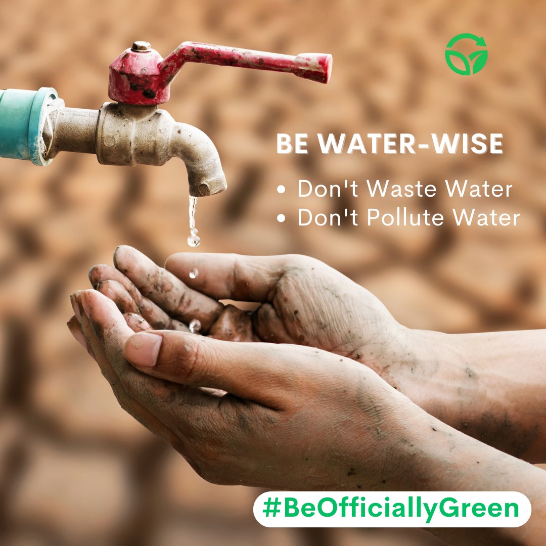 Dear Environmental Enthusiast,

Are your #WaterWise?
Are you #OfficiallyGreen?

It is time to #ActNow and #LiveSustainably

#Conserve
#BeTheChange