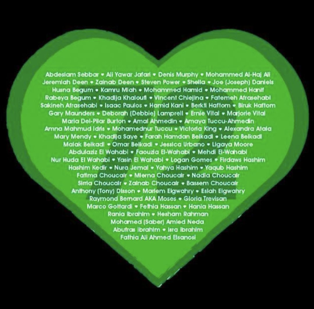 72 months ago 72 people died &amp; not one person has been held to account. 6 years ago today 
Say their names.
#GrenfellTower #JusticeForGrenfell