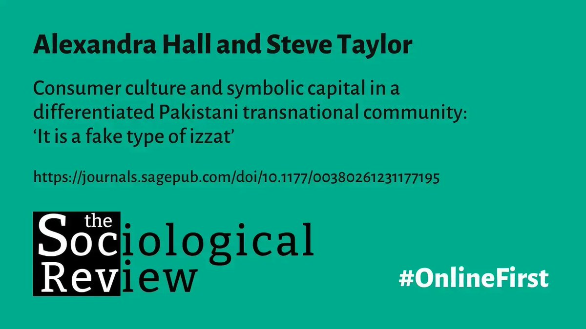 How are the cultural lives and value systems of the #Pakistani community in #NewcastleuponTyne constructed? In new #OpenAccess research, @alex_hall3 @SteveStevet1968 find that notions of honour and shame are shaped by, and shape, global consumer culture. buff.ly/465q0jV