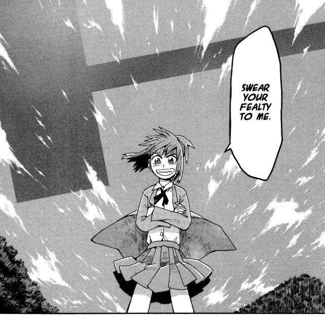 BacklogDialogs's tweet photo. A classic coming of age story. Boy meets girl, boy becomes girl's knight, boy faces planet smashing hammer above the earth. Wait, what? Lucifer and the Biscuit Hammer is a legendary story, and we're talking it today. Don't watch the anime. #backlogdialogues #minilog #mizukami https://t.co/NdmXZc9zHp