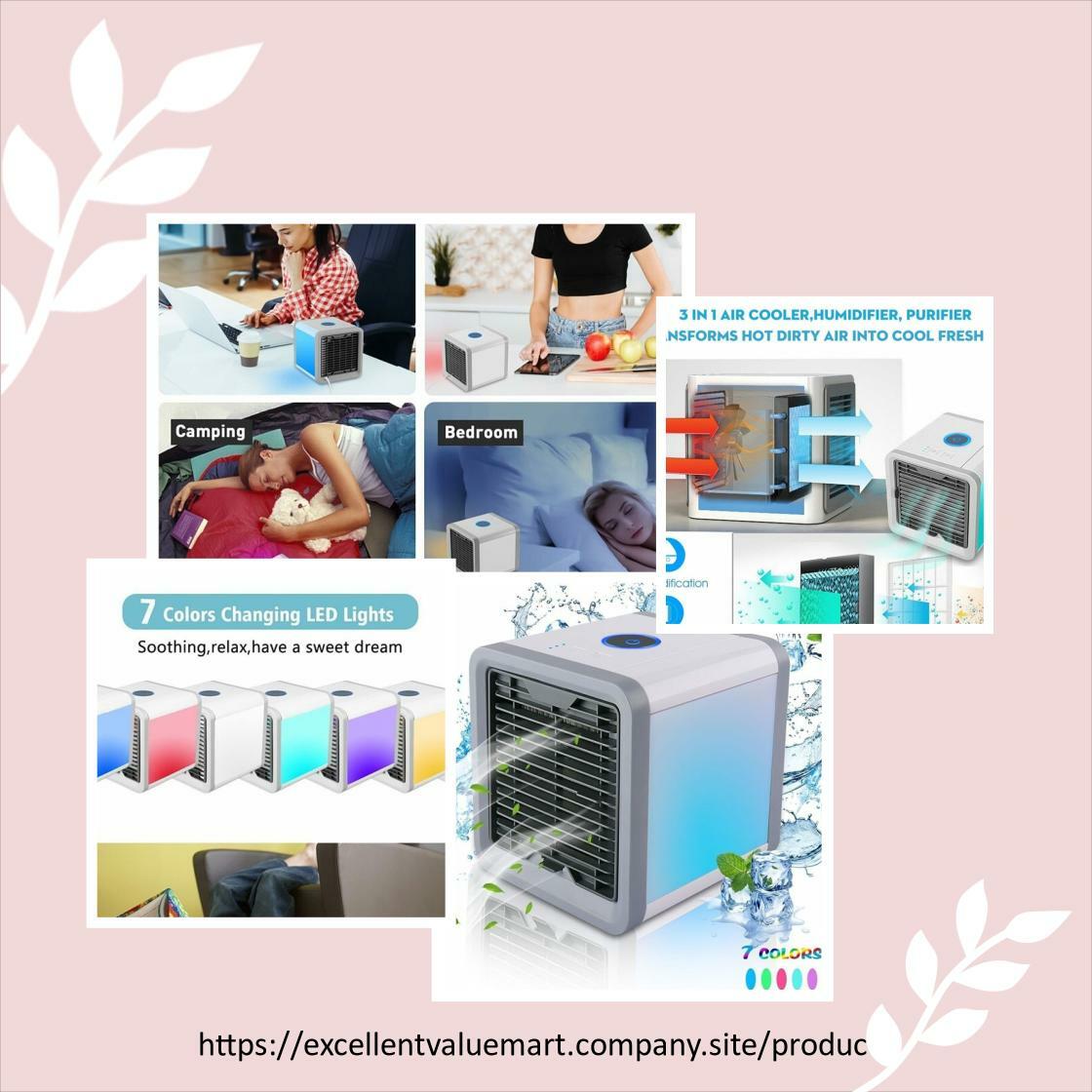 Wow picks! Home Mini Air Conditioner Portable Air Cooler 7 Colors LED USB Personal Space Cooler Fan Air Cooling Fan Rechargeable Fan Desk at $30 at excellentvaluemart.company.site/products/Home-……