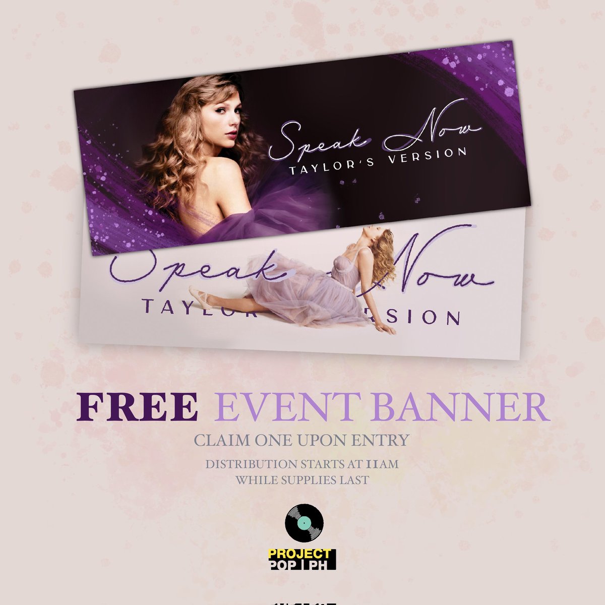 tpartyph's tweet photo. It's officially a Taylor Swift day at SM Mall of Asia on July 7th! 💜✨

Claim your FREE event banner upon entry at the Music Hall from 11am until supplies last! 💜✨

Keep an eye out for more exciting activities and prizes for early birds! 👀
#SpeakNowTVLaunchPartyManila https://t.co/upwEntzkMs