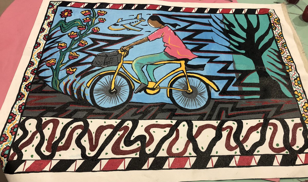 DrMoncrieffe's tweet photo. Cycling Mithila arts and Imigongo fusion of vivacity by @AngeloMutangana👊🏾✅🙏🏾Original cross-cultural education, arts and humanities fusion 🇬🇧🇳🇵🇷🇼 @DrMoncrieffe @nubnepal @ChasteUwihoreye #ubuntucyclingstyle👊🏾 https://t.co/v4Bzb62MNa https://t.co/fBshVhNR0B