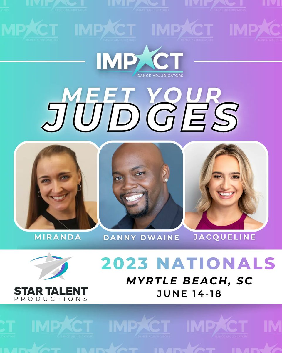 IDAadjudicators's tweet photo. ✨ MEET YOUR JUDGES! - Nationals Edition! ✨

Our next summer National's event kicks off this week! Our full panel of IDA Judges are heading down south to sunny Myrtle Beach, SC with Star Talent Productions! Best of luck to all of the dancers competing! 🌟 #MakingTheImpact https://t.co/eDFuc1ReMZ