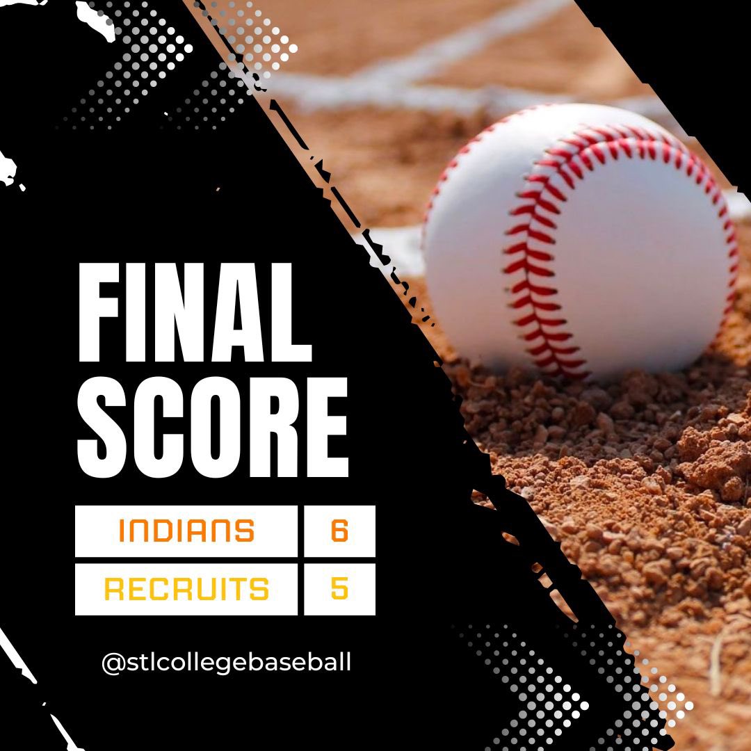 stlcollegebb's tweet photo. Indians beat Recruits 6-5

Indians,
@BrenenWadlow 1-2 w/ R, 2RBI, &amp; 2BB @McKendree_BSBL 
Brayden Gilmore 2-3 w/ R @DePauwBaseball 
Isaac Powers 1-2 w/ R @UMSLBSB 
@grantm555 2-3 w/ RBI @JHUBaseball 

@MuselAlex 5IP only 2H @HendrixBaseball https://t.co/YpbY4pdJtP