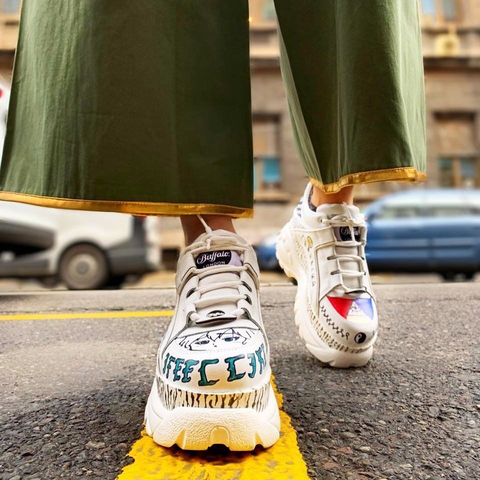Buffalo vegan-friendly Feral One platform sneakers in white | ASOS