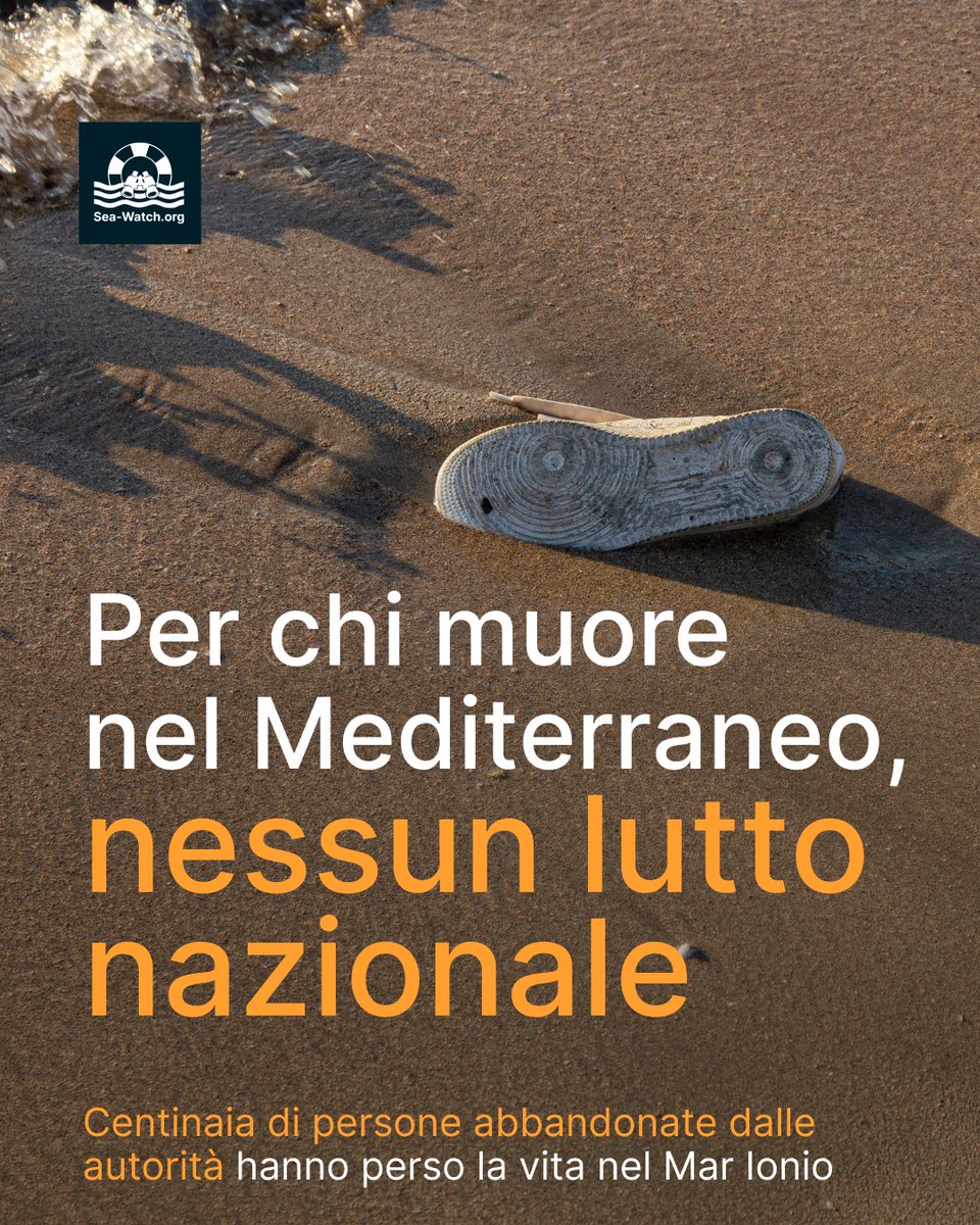 SeaWatchItaly's tweet photo. ⚫️ Da ieri era nota l'emergenza a bordo dell'imbarcazione partita dalla Libia e naufragata vicino alle coste greche. Centinaia di persone sono disperse in mare, abbandonate dalle autorità Europee. Per loro non ci saranno funerali di Stato né #luttonazionale https://t.co/FG0xOimdr7
