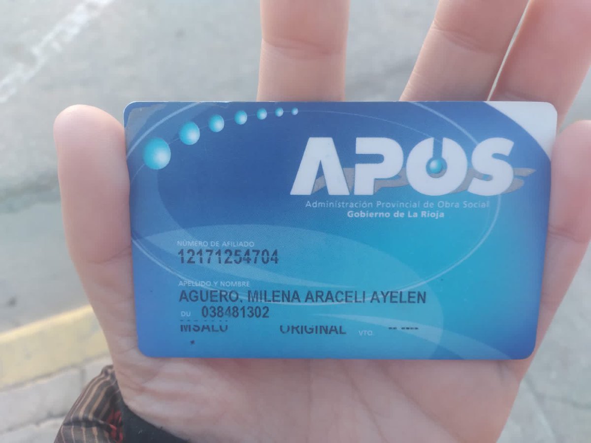 #Ahora
Se encontró este carnet en Plaza San Martín. 

3826417562 👈 número de contacto para devolución.

#chamical