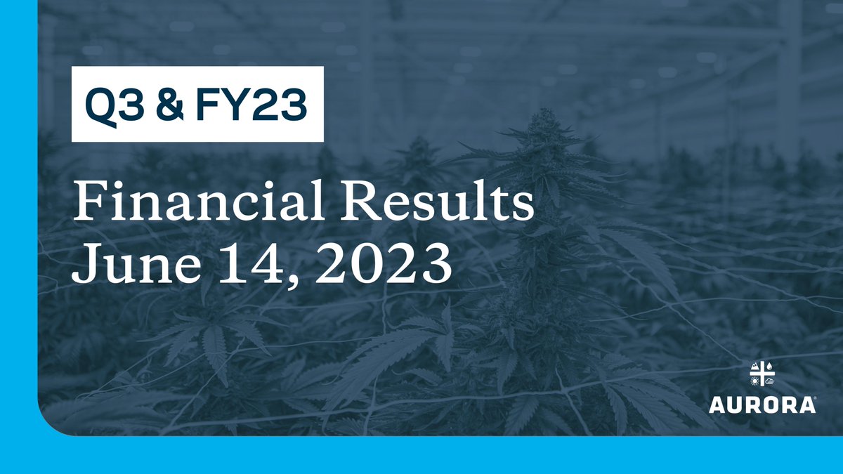 Aurora_MMJ's tweet photo. Today, we released our FY23 Q3 &amp; full year financial results. We’ve achieved what we set out to do several quarters ago. With another quarter of positive Adjusted EBITDA, we’ve shown our commitment to financial discipline. For our full update: https://t.co/w5W7x9KR5g https://t.co/XP6mdW0jLp