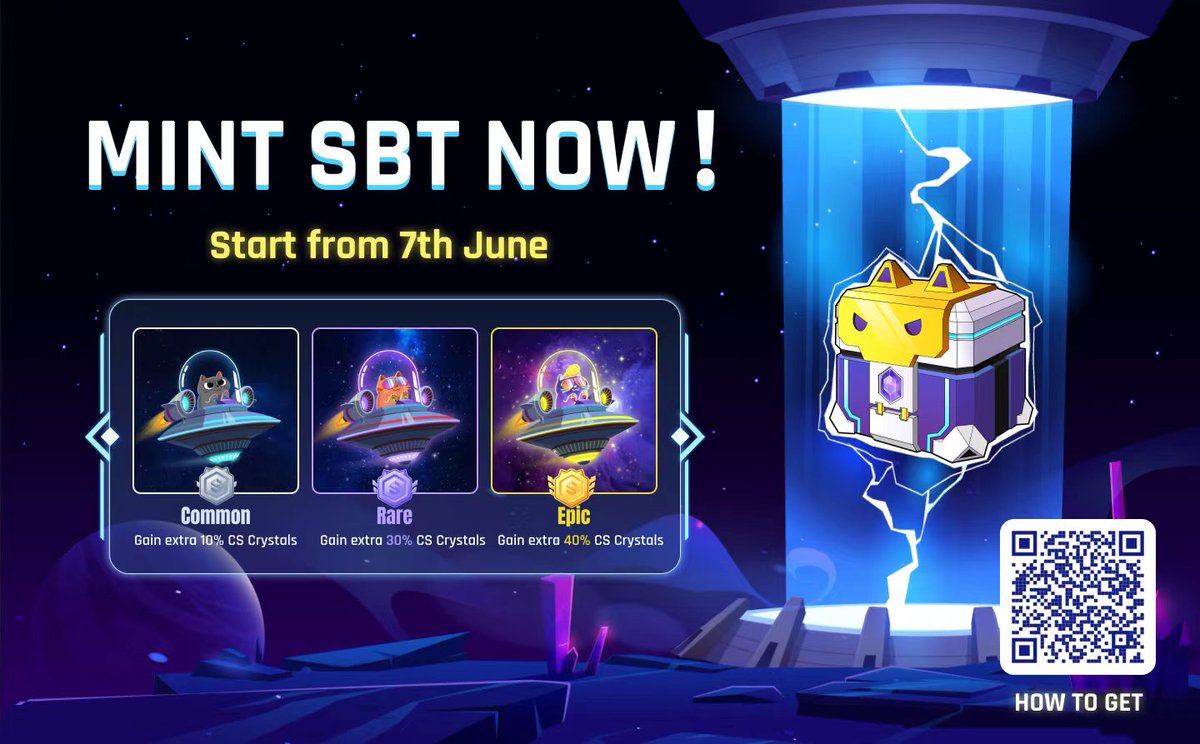 🚀 @CSpaceOfficial‘s 3rd Batch Time-limited SBT FREEMINT is LIVE!

🌓 ALL crossers can unlock their blind boxes!

🔥 Come & join our 💰1⃣2⃣0⃣,0⃣0⃣0⃣+U Worth Prize Pool!

✨Scan the QR code & boost your Crystal earning power💎!