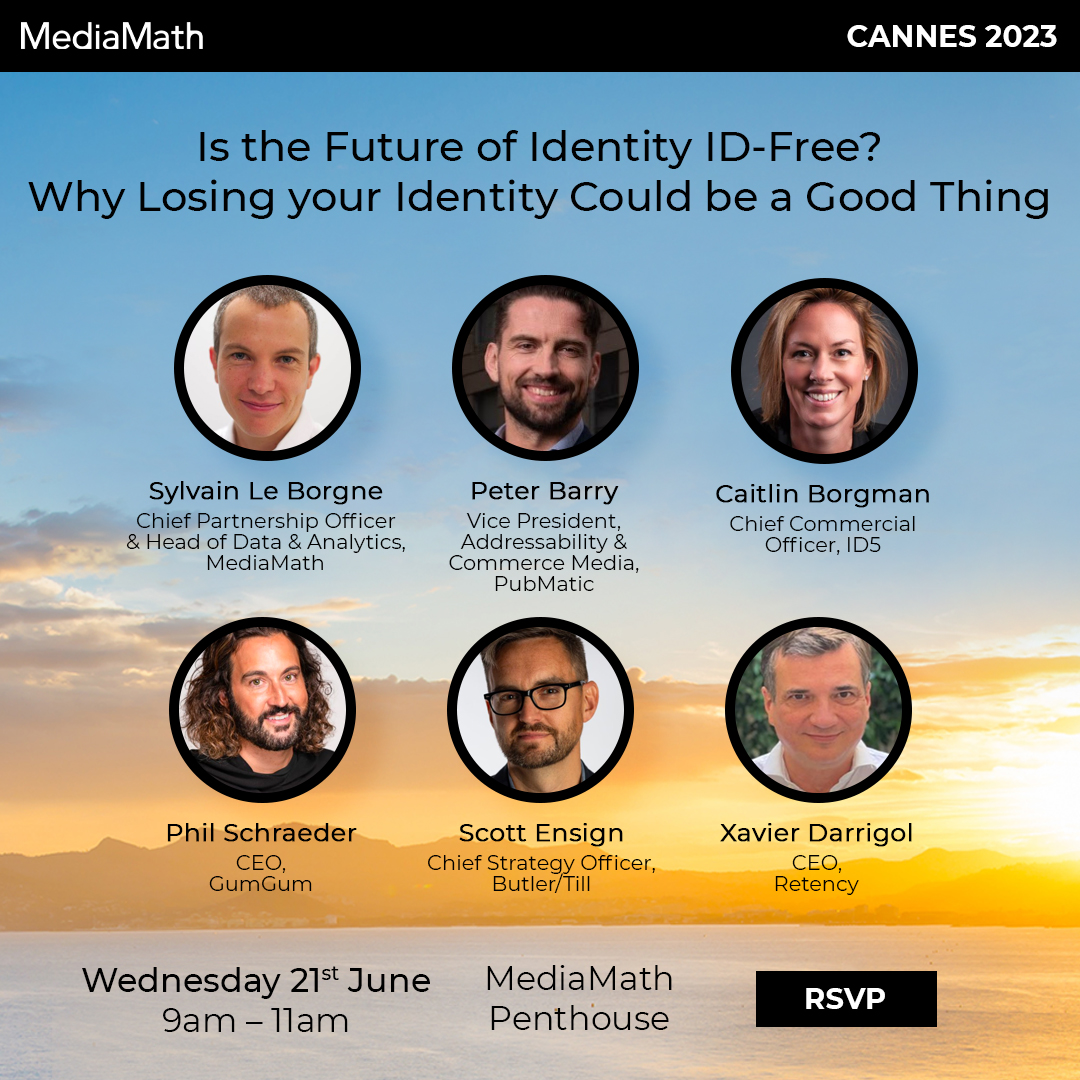 Only 1 week to go until Cannes Lions!

During the week of Cannes Lions, MediaMath will be hosting a series of panels on the topics of Regulated Industries, Gen Z &amp; Identity.

Find out more info and register your interest to attend one of our panels here: hubs.li/Q01TtgbT0