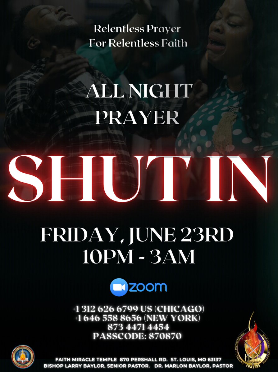 fmtemple's tweet photo. Next Friday, we are have our monthly Shut-In! We canโt wait for you to join us on Zoom!
#Prayer #AllNightPrayer #Virtual #VirtualPrayer #intercession #IntercessoryPrayer #Intercede #intercessors https://t.co/PZhAFIajf3