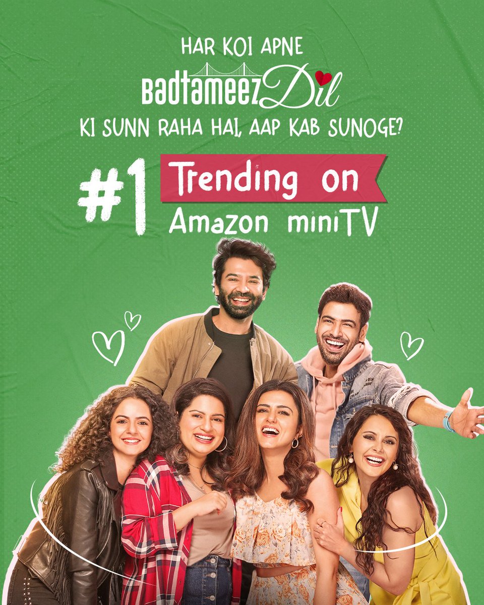 amazonMXPlayer's tweet photo. hum toh dekhte hi reh gaye aur ye #BadtameezDil baazi maar gaya 😉 
it is now the most-watched and No.1 show on Amazon miniTV😍 if you were waiting for a sign, this is it! https://t.co/5M4uWMO2MZ