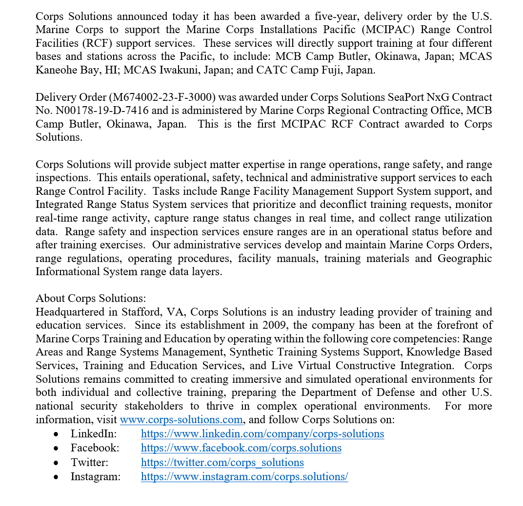 Corps Solutions tweet media