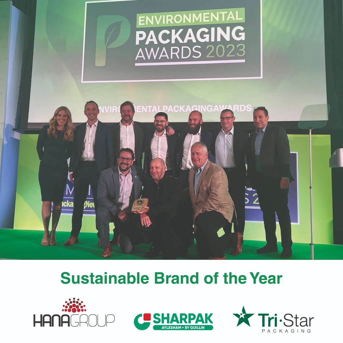 Very proud moment for us last night at the #environmentalpackagingawards winning Sustainable Brand of the Year through our strategic partnership with #Hanagroupuk and @Sharpakaylesham
 
Working in collaboration to make sustainable innovation happen. @PreventOPlastic @PackNews