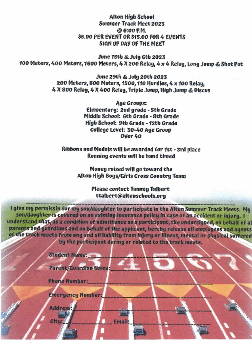 Tomorrow is our first Mini Meet! $5.00 per event, you can participate in as many as you’d like. Hope to see you there! 🏃🏼‍♀️🏃