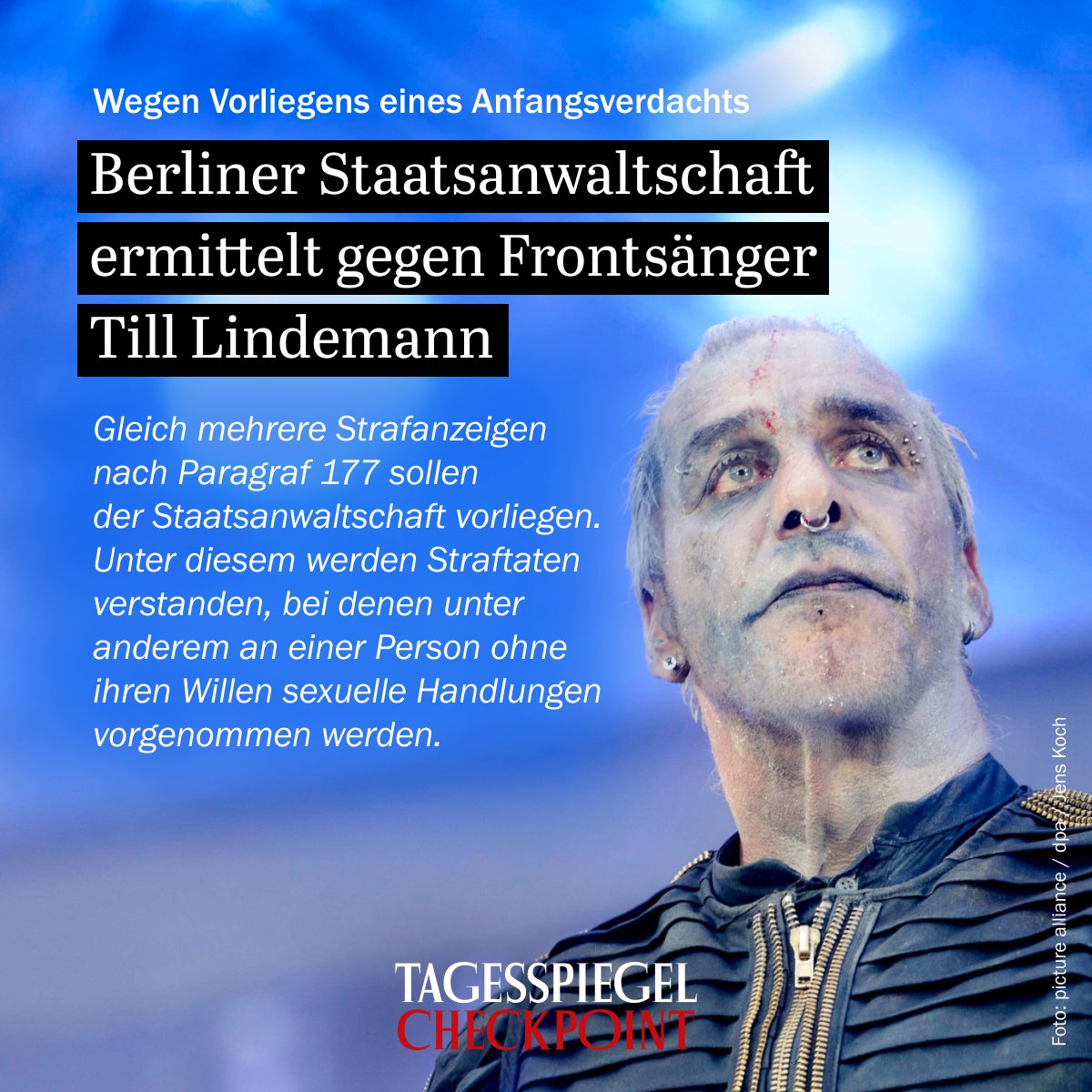Gegen #TillLindemann wurden Ermittlungen eingeleitet. Es lägen gleich mehrere Strafanzeigen vor. #Rammstein tagesspiegel.de/berlin/vorwurf…