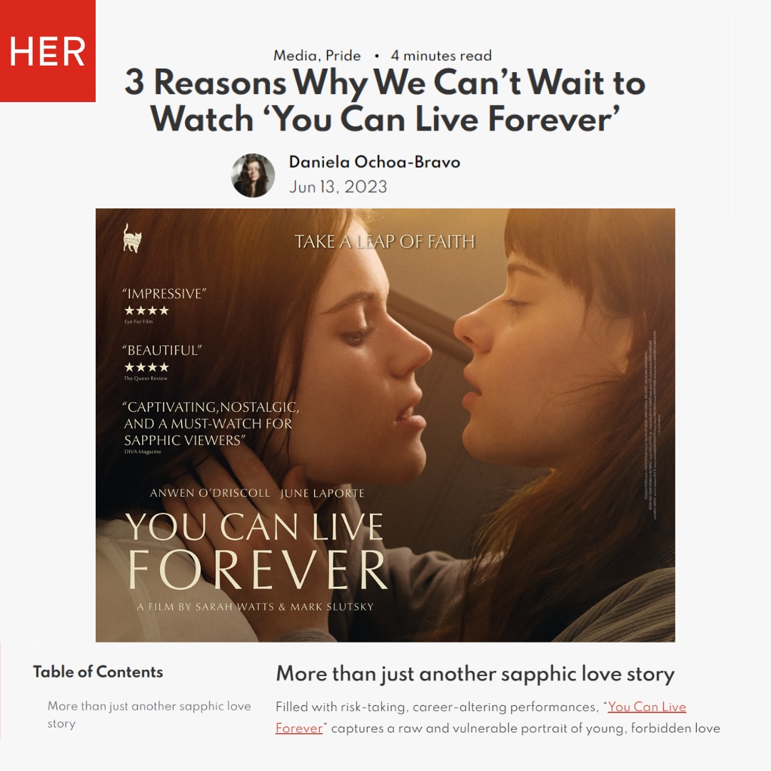 3 reasons why we can’t wait to watch YOU CAN LIVE FOREVER! ❤️ this blog post from @hersocialapp! See it in cinemas and on demand June 16th.

Read more here: weareher.com/you-can-live-f…