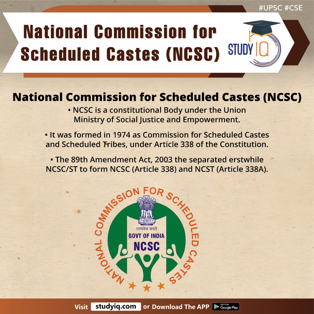 upsciq's tweet photo. National Commission for Scheduled Castes (NCSC)

#nationalcommissionforscheduledcastes #ncsc #scheduledcastes #fooddeliverycompany #dalitcommunity #unionministryofsocialjusticeandempowerment #article338 #constitutionofindia #st #amendmentact #socialeducation #economicinterests https://t.co/750glD6fp2
