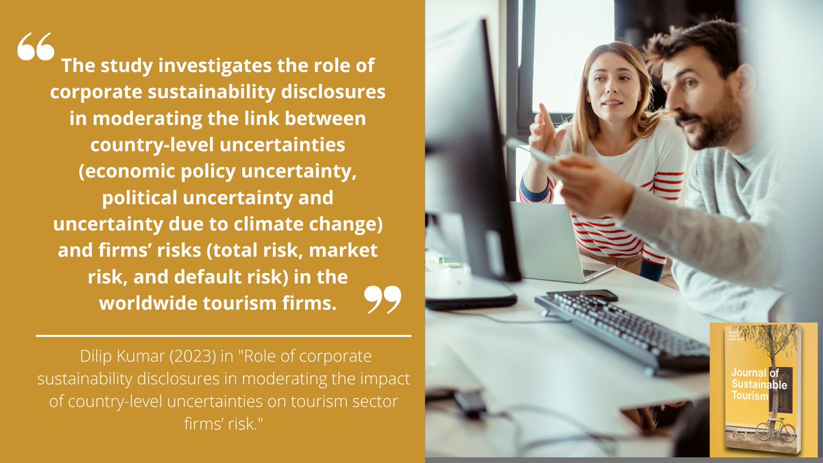 🆕in #JOST firms that provide #sustainability disclosure and #RiskManagement in #tourism👇 'Role of corporate sustainability disclosures in moderating the impact of country-level uncertainties on tourism sector firms’ risk.' 🔗shorturl.at/qsJQW
