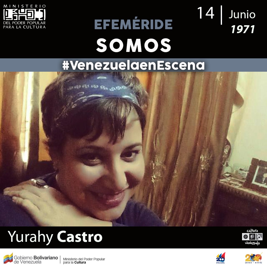 #EfeméridesCnt | El #14Jun del año 1971 nació Yurahy Castro. Actriz del elenco estable de la Compañía Nacional de Teatro y ex Coordinadora de Operaciones del Centro Nacional de Teatro (CNT). Licenciada en Teatro (2008) .

😎¡Felicidades!🎂🎉

#VenezuelaenEscena