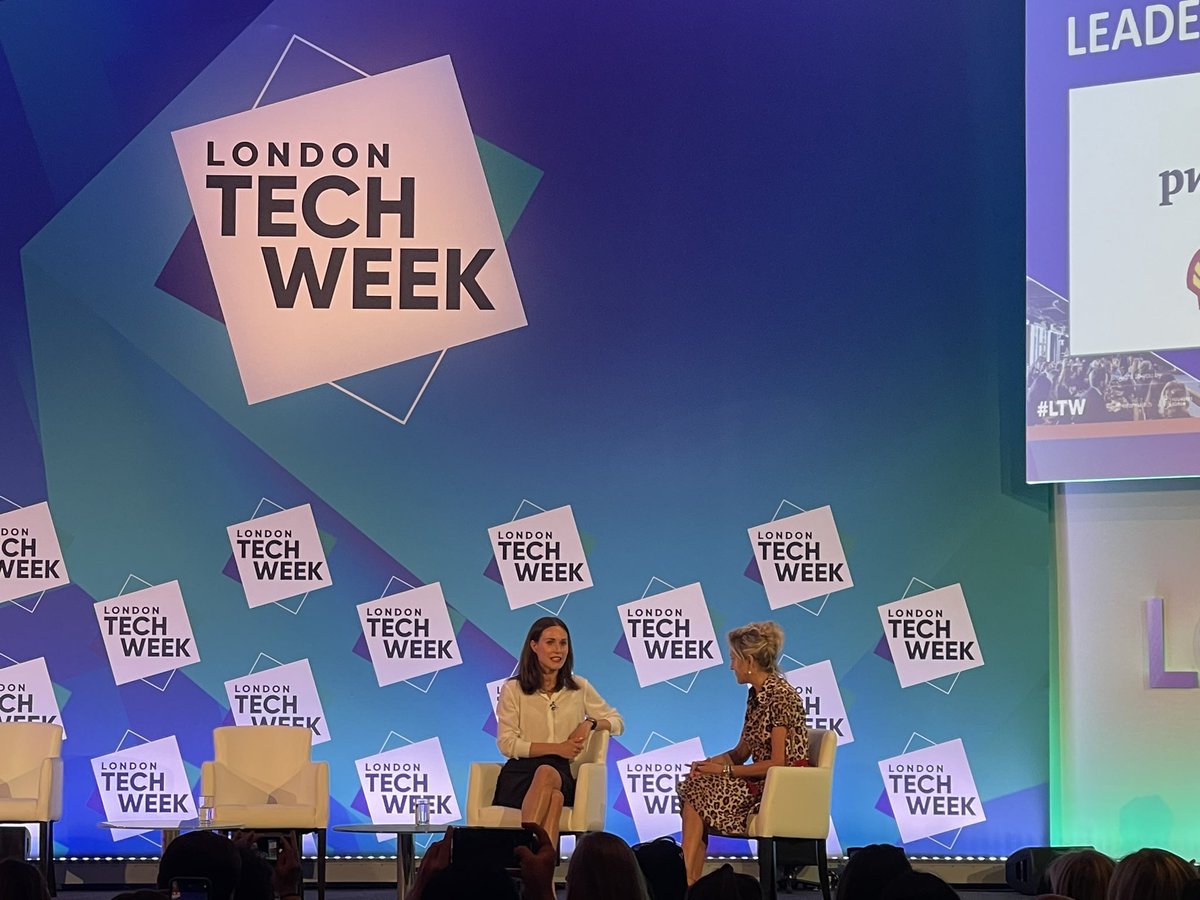 Great to hear the Prime Minister of Finland, <a href="/MarinSanna/">Sanna Marin</a>, speak at #LondonTechWeek.