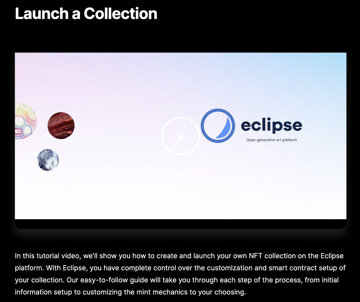 Launch your generative art collection effortlessly with Eclipse! 🎨💥 

We've prepared a tutorial video that guides you through each step of the process.  

Take control of your art with Eclipse! 🙌🏼

#NFT #GenerativeArt 

eclipse.art/help-center/ho…