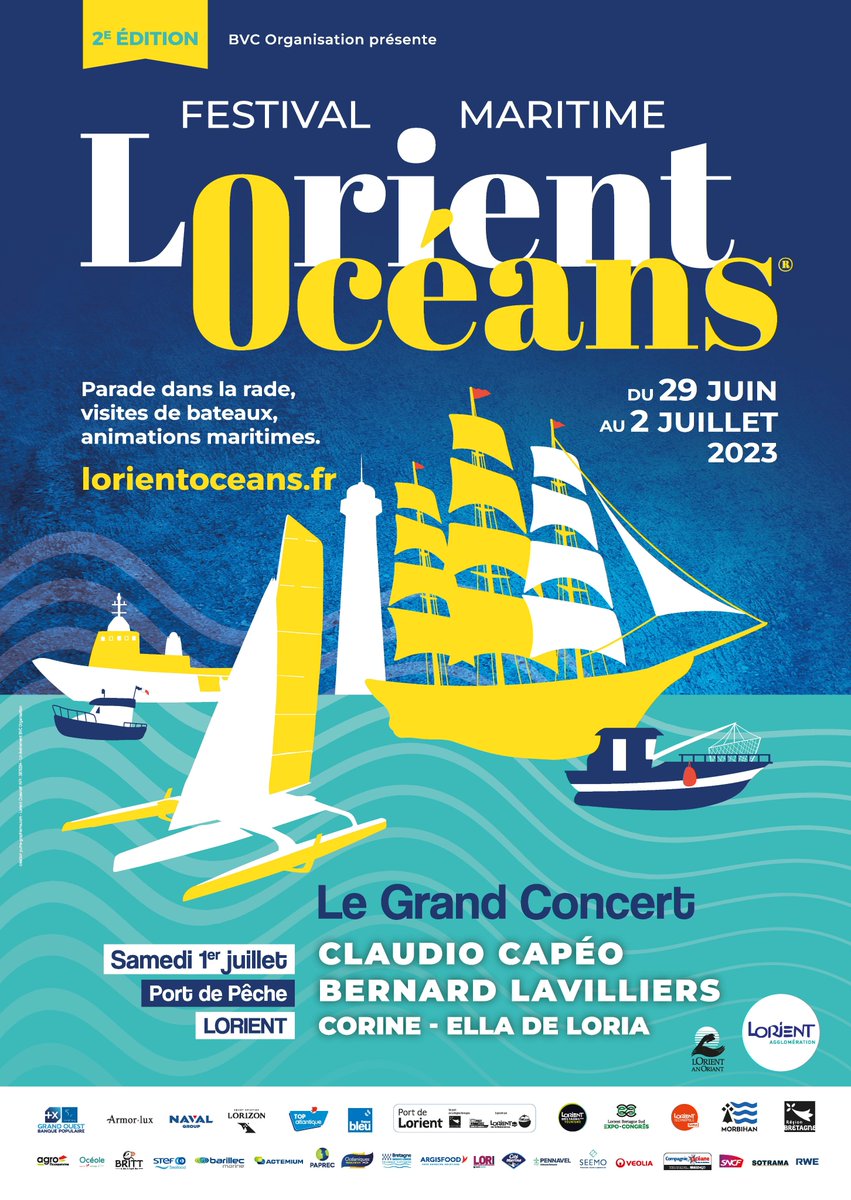 📣Lorient Océans | J-15
⛵️ Le grand festival maritime de #Lorient
🗓️ Vous donne rendez-vous du 29 juin au 2 juillet
✌️ Pour sa deuxième édition
⚓️ Dans la rade, sur les quais &amp; les ports
👏 Un événement concocté par BVC Organisation
🤩 Infos &amp; programme 👉 lorientoceans.fr