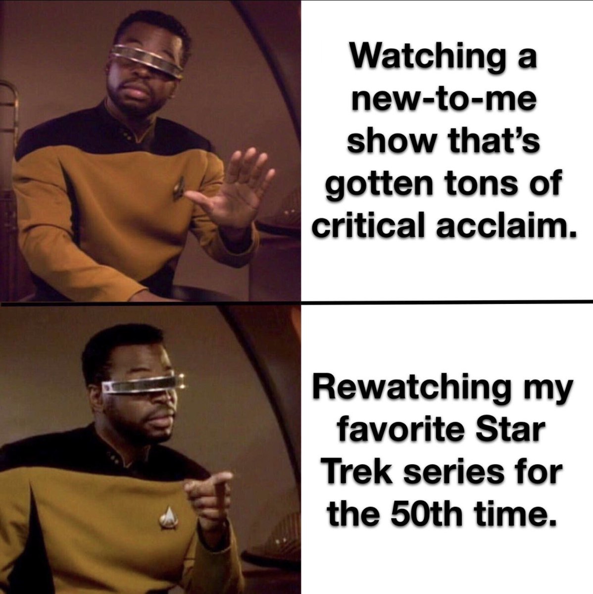 OmegaParticle_'s tweet photo. Guilty as charged
.
.
.
#startrek #trekkie #startrekpodcast #omegaparticle #spotify #boldlygo #makeitso #tng #ds9 #voyager #picard #discovery #worf #klingon #borg #7of9 #libsyn #podcast #scifi #discovery #reviews https://t.co/xbqvZoXhhw