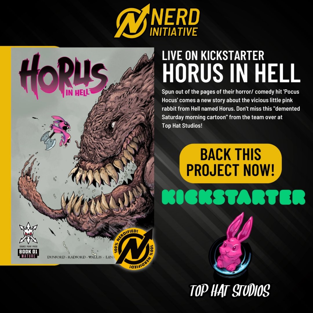 Looking for something new and different to sink your comic book teeth into? Be sure to head over to #kickstarter and back #HorusInHell now! 
Follow Hell's most decorated war hero as he accidentally pledges himself for all eternity to the 'great' magician #PocusHocus you really…