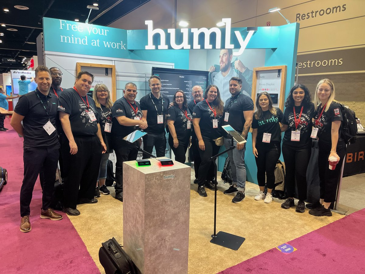 The Humly booth team is ready to greet you at #InfoComm23 - come see us at booth 3988!
