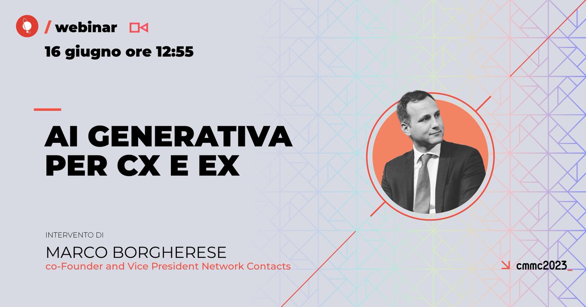NetworkContacts's tweet image. 📌 Il #ClubCMMC propone un nuovo appuntamento sul tema “#AI Generativa per #CX e #EX” venerdì 16 giugno a partire dalle 12.
Anche Network Contacts darà il suo contributo al dibattito con il Co-founder e Vice Presidente Marco Borgherese.
Per registrazioni eventbrite.it/e/biglietti-ai…