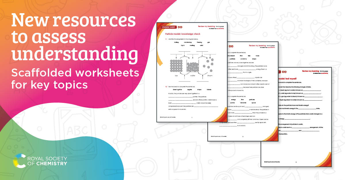 As a teacher it's vital to know what your learners understand. Our free Review my learning resource pack offers scaffolded worksheets to enable you to assess understanding in key topics. Set your 14¬—16 year old learners up for success. rsc.li/43FGJsc #Education